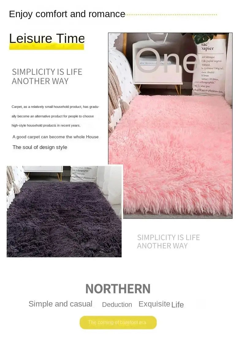Solid Color Plush Area Rug & Bed Blanket – Soft Silk Wool Carpet for Bedroom & Living Room, 7 Colors & 7 Sizes