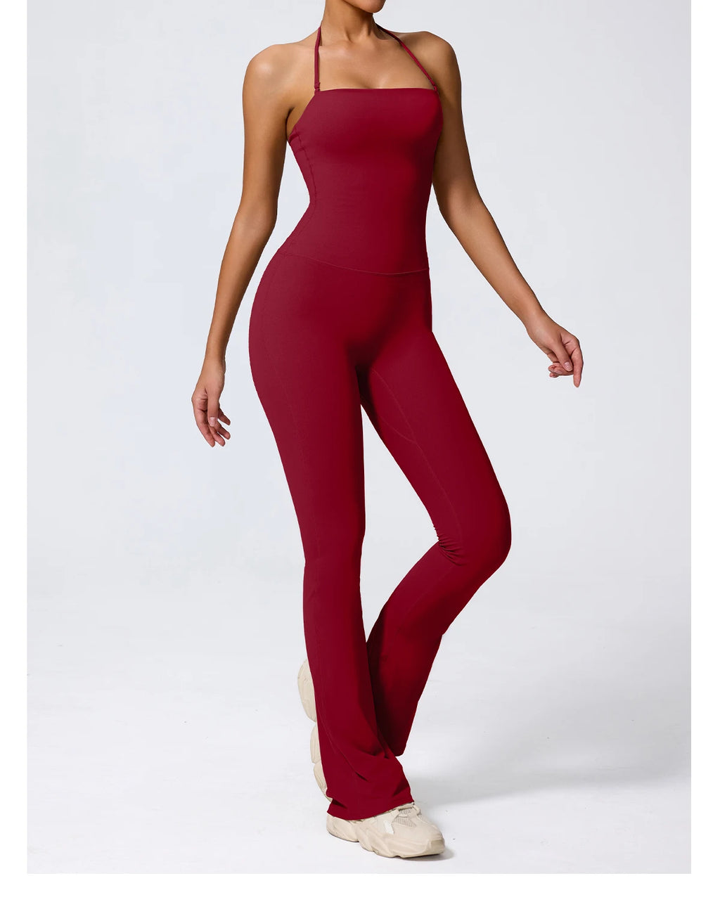 Women's Sleeveless Yoga Jumpsuit – Gym Flared Overalls Neck-Hanging Backless Sportswear