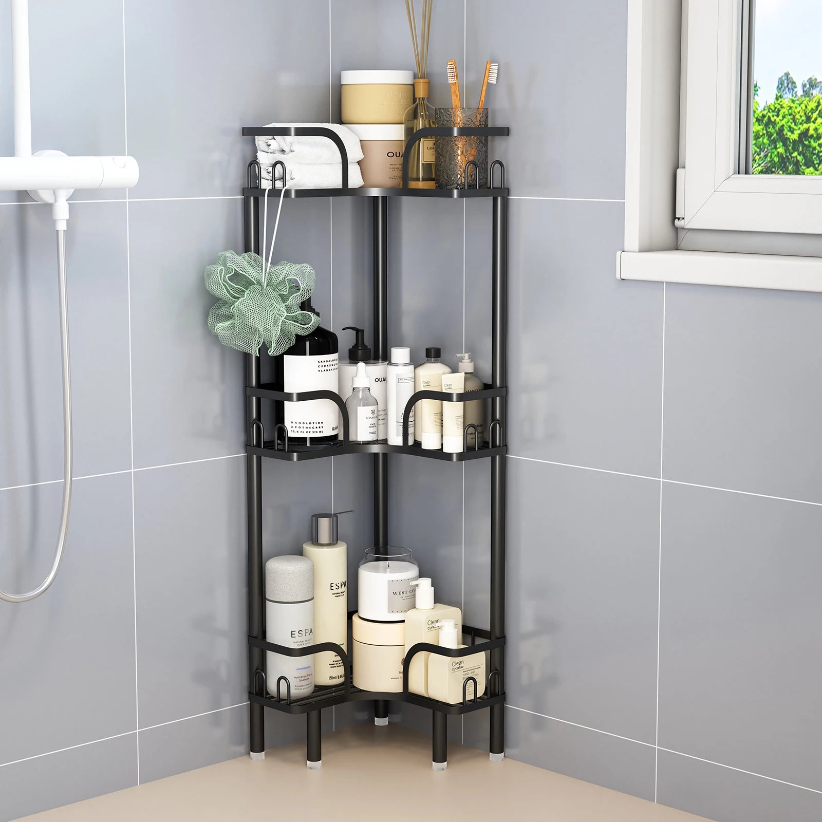 Bathroom Corner Shelf — Multi-Layer Freestanding Storage Rack for Shower & Bath Supplies
