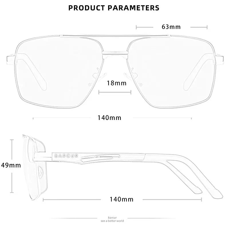BARCUR Pilot Style Metal Frame Sunglasses | HD Polarized Mirror UV400 for Men & Women