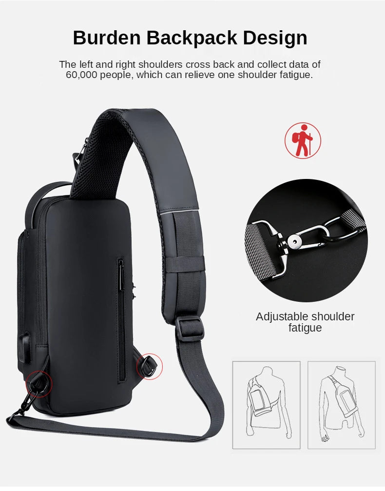 Men's Anti-Theft PU Leather Crossbody Bag – Multifunctional Shoulder & Chest Bag