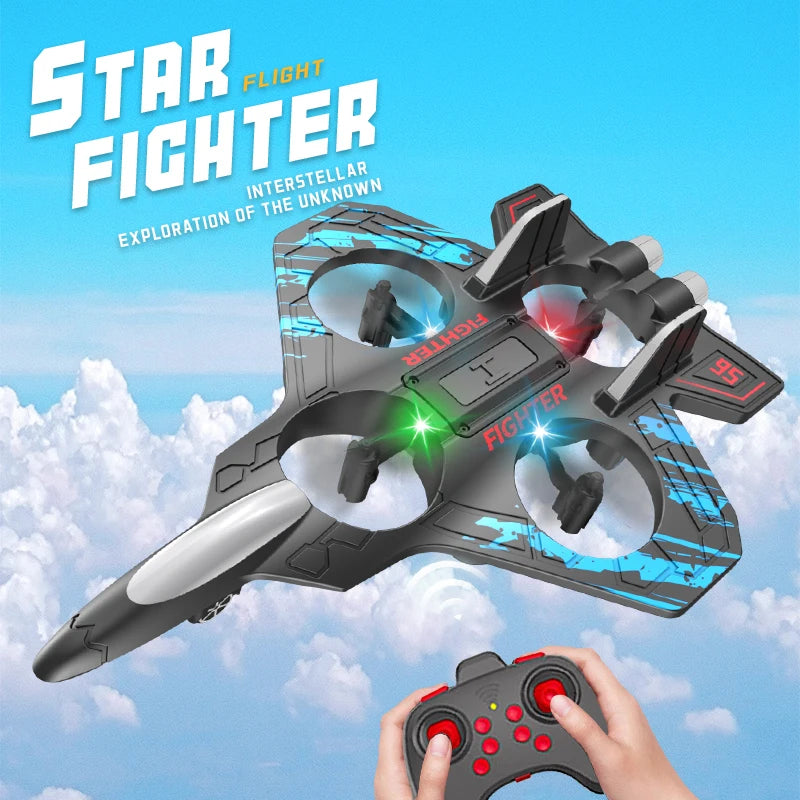 2.4G RC Stunt Foam Helicopter Jet Plane with Gyroscope & LED Light – Indoor Outdoor Toy