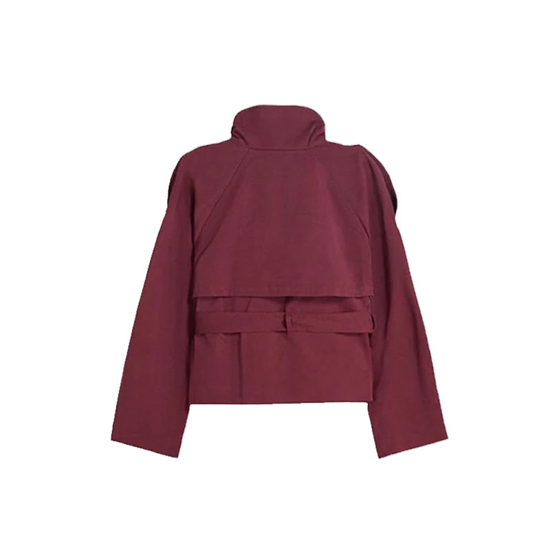 Women's Double-Breasted Cropped Trench Coat – Chic Vintage Office Jacket