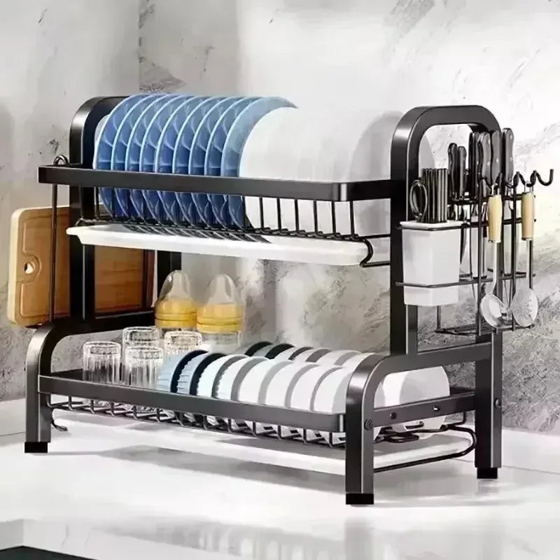 Layered Kitchen Dish Drain Rack & Tableware Sorting Shelf – Bowl, Chopstick & Utensil Organizer
