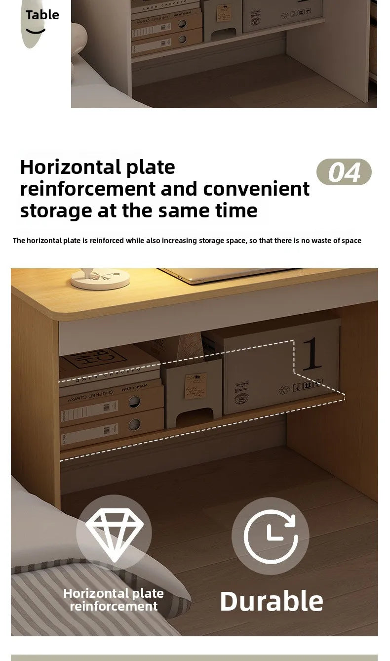 Bookshelf Integrated Computer Desk — Modern Minimalist MDF Student Writing Desk, Multiple Sizes & Finishes