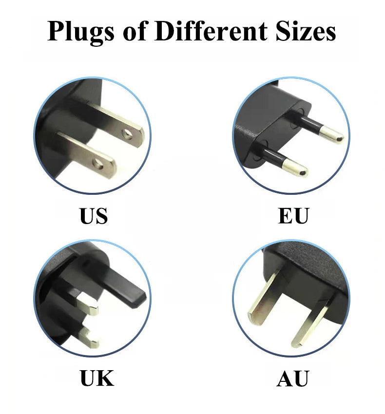 AC 220V to DC LED Power Supply Adapter – 5V–24V, 1A–10A with US/EU/UK/AU Plug Options