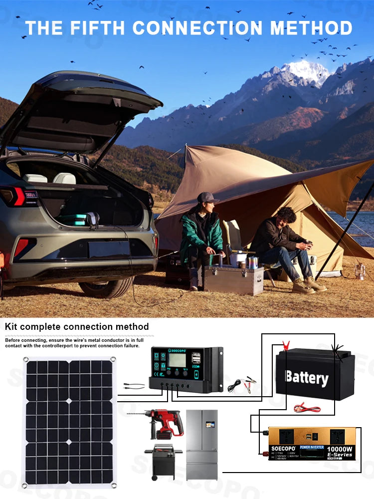 Off-Grid Solar Kit – 10000W Inverter, 500W Solar Panels, 100A Controller, DC 12V/24V to AC 110V/220V