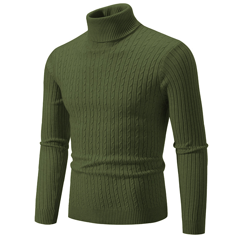 Men's High Neck Turtleneck Knit Sweater — Classic Winter Knitwear