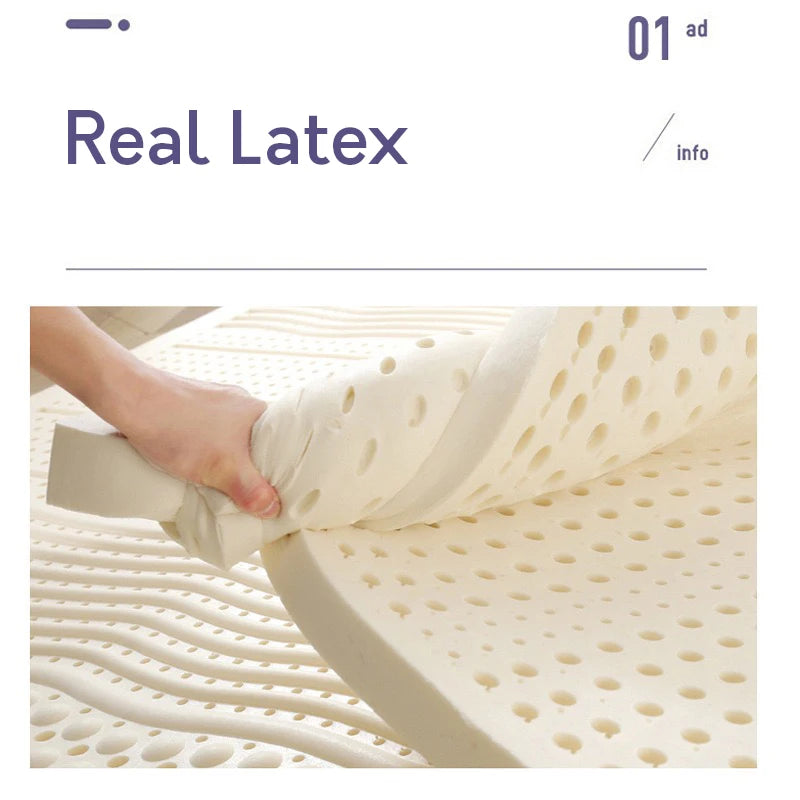 Authentic Natural Latex Mattress – Slow Rebound, Foldable, Cotton Cover, Customizable Sizes