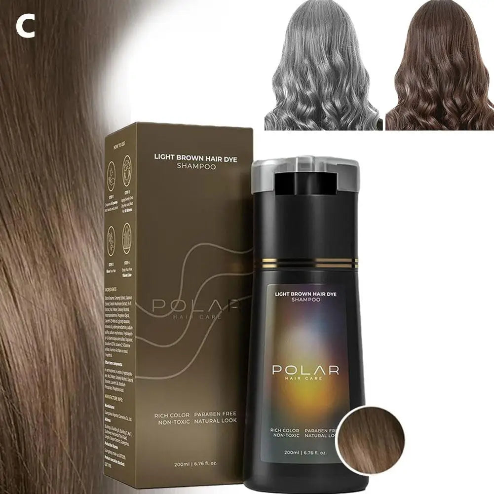 Hair Dye Shampoo for Gray Hair — Semi-Permanent Black, Brown & Purple 200ml