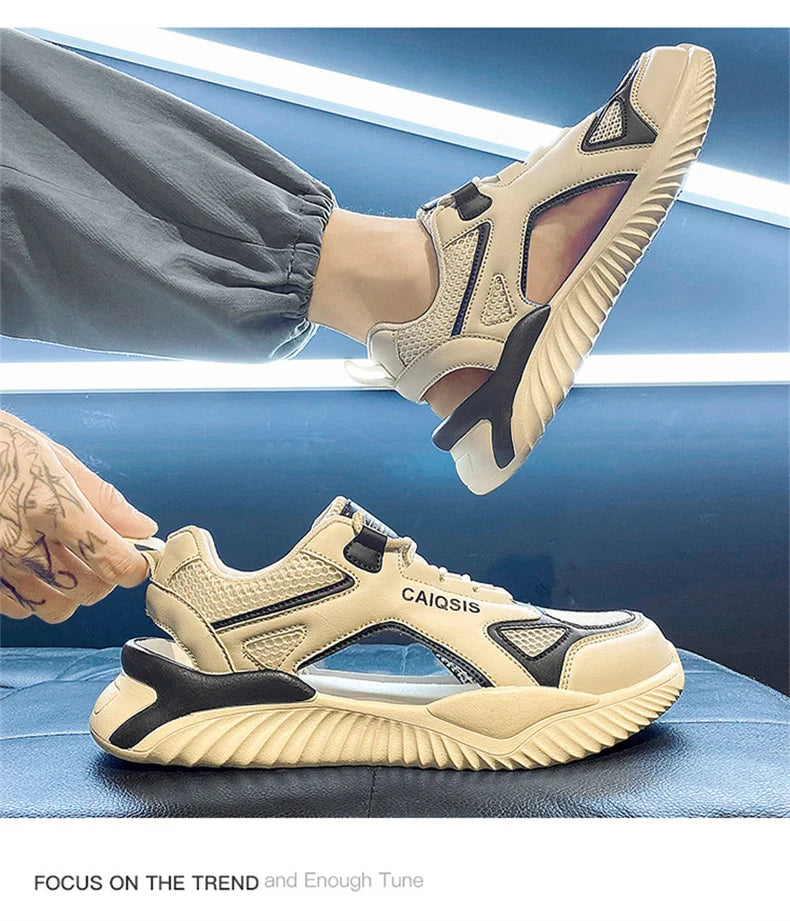 Breathable Mesh Lace-Up Sandals
