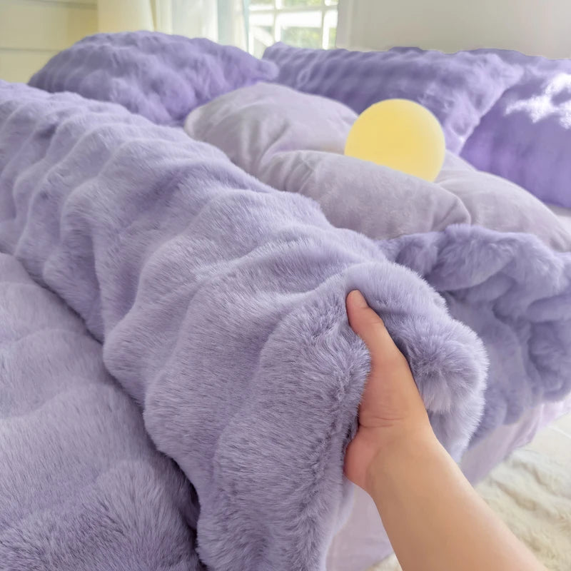 Bonenjoy 1pc Plush Duvet Cover Warm Quilts Cover Skin-friendly Bedding Solid Color Comforter Covers 이불커버 (No Pillowcase)