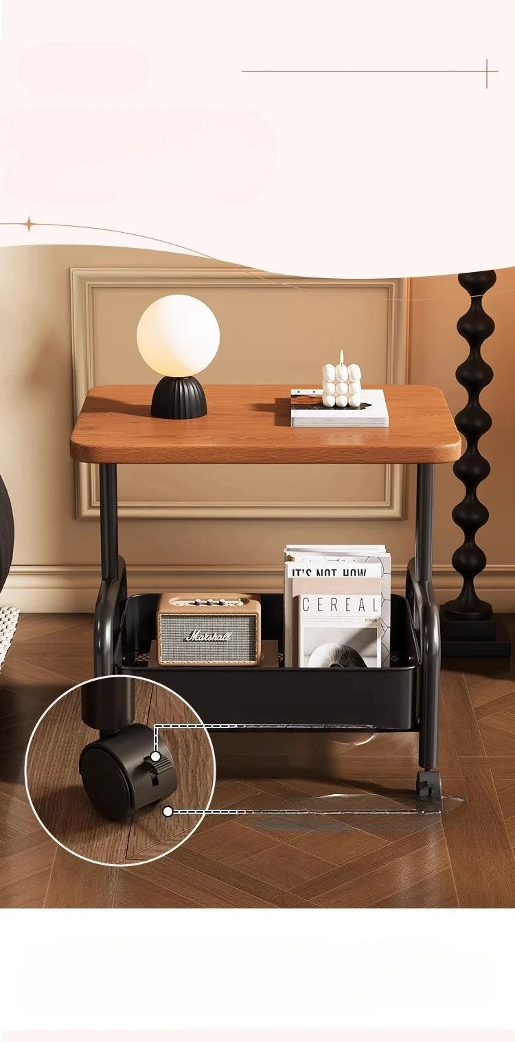Rolling Laptop Desk & Sofa Side Table with Storage Basket