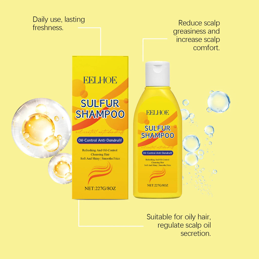 EELHOE Sulfur Shampoo & Shower Gel Set – Dandruff Removal, Oil Control & Deep Cleansing, 100ml + 227g