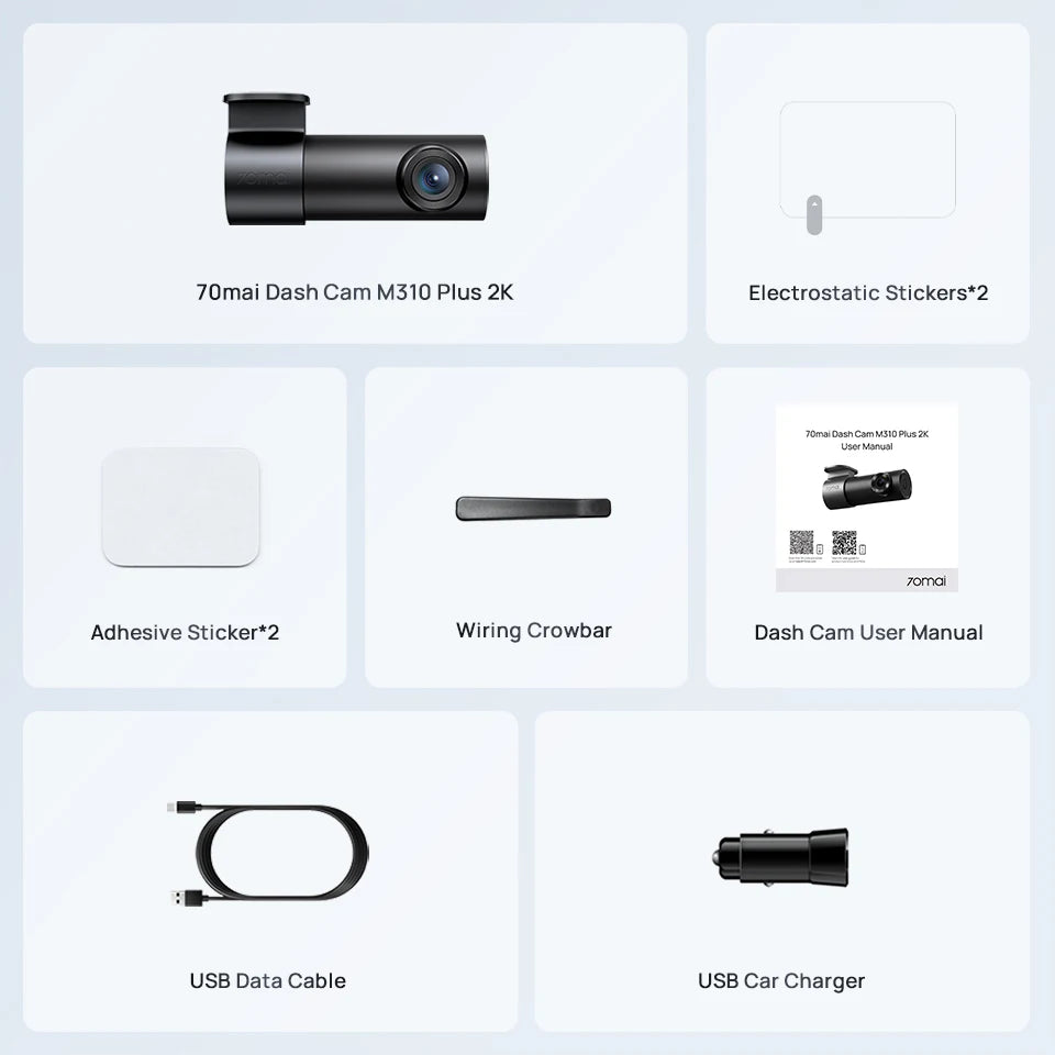 70mai M310 Plus 2K Dash Cam – 1440P QHD, 143° FOV, Voice Control, 24H Parking Guard, Night Vision