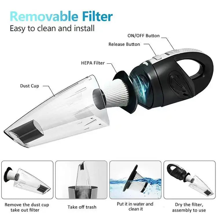 Portable Wireless Handheld Vacuum Cleaner – Powerful Suction for Car, Home & Pet Hair