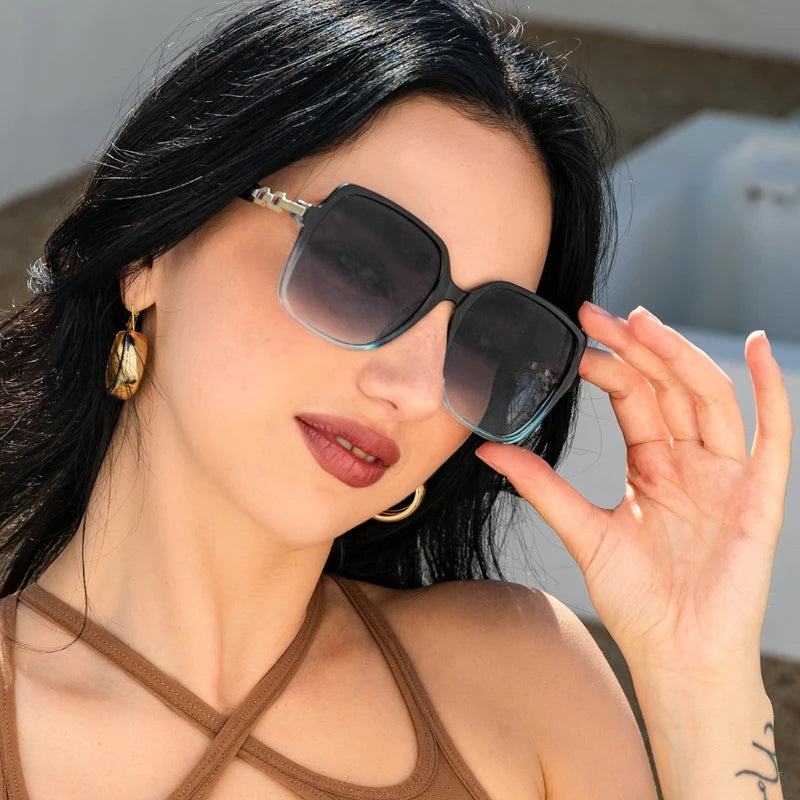 Women's Fashion Square Cycling Sunglasses | Big Frame Colorful Gradient Outdoor Shades