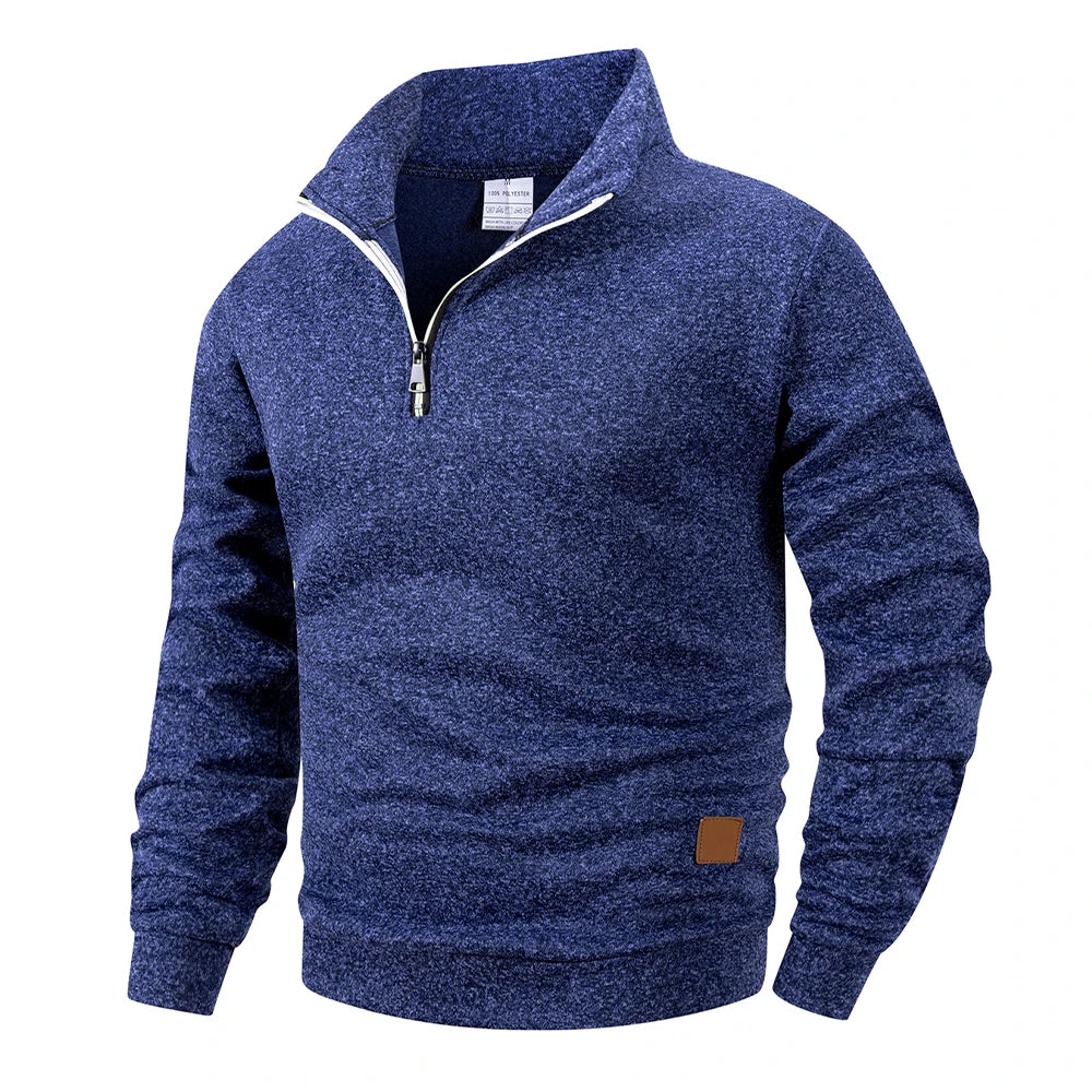 Men's Half-Zip Stand Collar Knitted Pullover — Smart Casual Knitwear