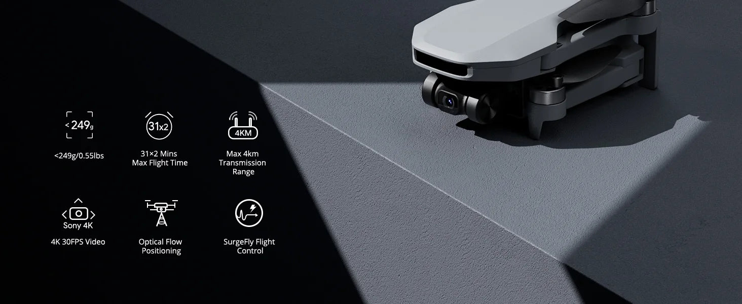 Potensic Atom SE 4K GPS Drone — Under 249g, Single Axis Gimbal, 4km Range, 29-Min Flight Time