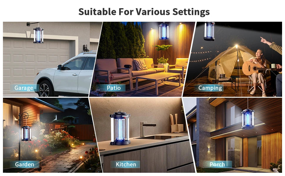 Outdoor Bug Zapper 4200V 15W — LED Mosquito Zapper & Electric Fly Trap for Yard & Backyard