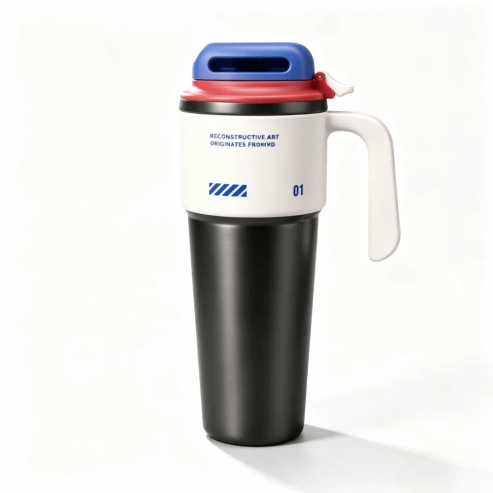304 SS Insulated Car Tumbler with One-Click Lid & Built-In Straw – Food Safe, 27cm, Gray/Orange/White/Black