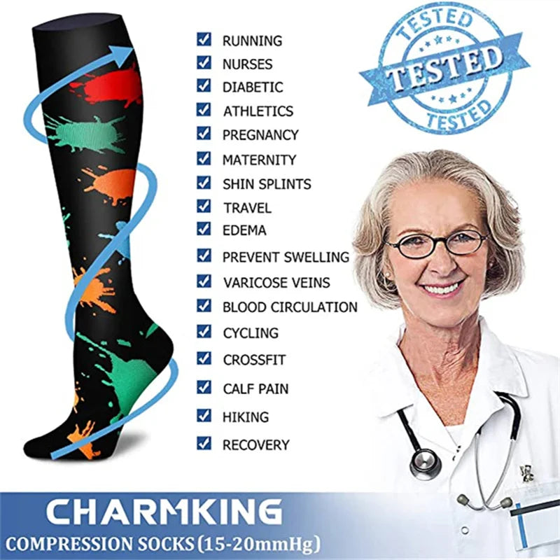 Knee High Compression Stockings 20-30mmHg – 6 Pairs Sports, Medical, Varicose Veins, Pregnancy, Edema & Diabetes