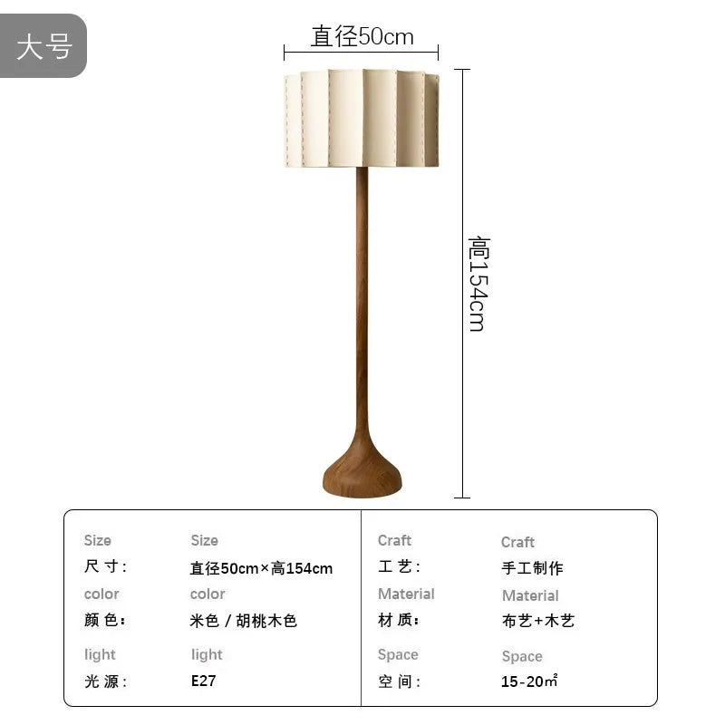 Wood Base Lamp – Pleated Fabric Table & Floor