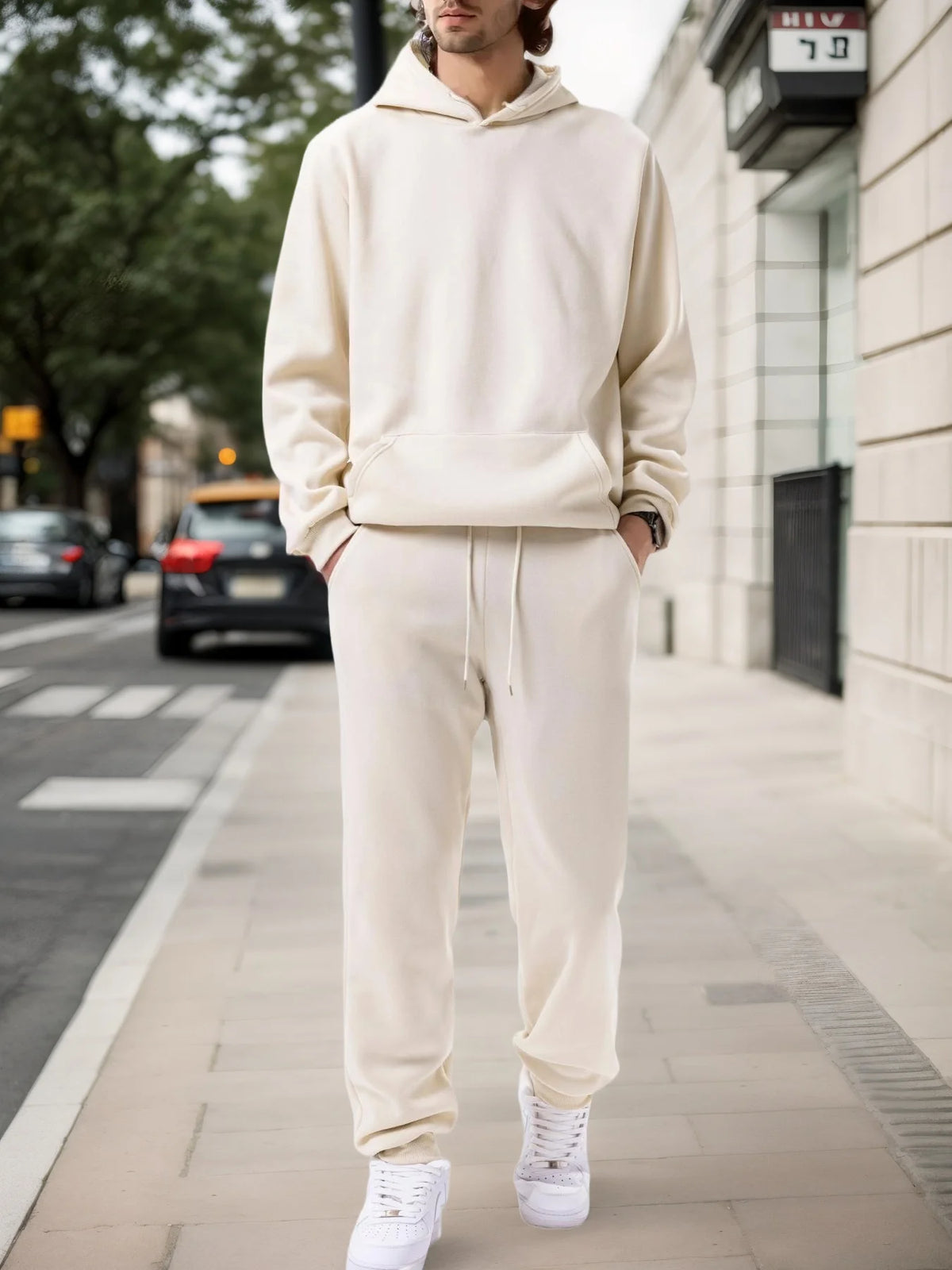 Men's Solid Color Hoodie & Jogging Pants Tracksuit – Casual Outdoor Sportswear Set