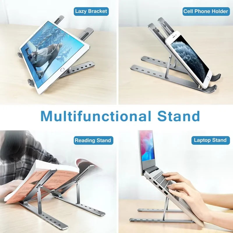 Aluminum Alloy Foldable Laptop Stand | Anti-Slip, Height-Adjustable, Portable, Compatible with MacBook & All Laptops