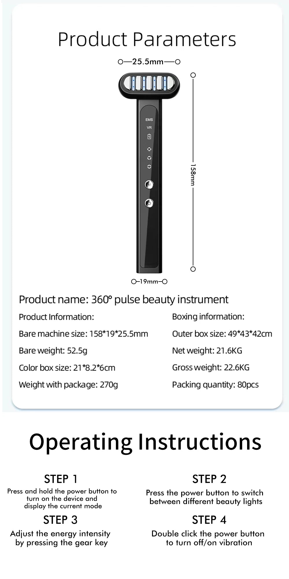 miitina Red Light Eye & Neck Massager Wand – EMS Anti-Wrinkle, Dark Circle & Skin Tightening Beauty Device