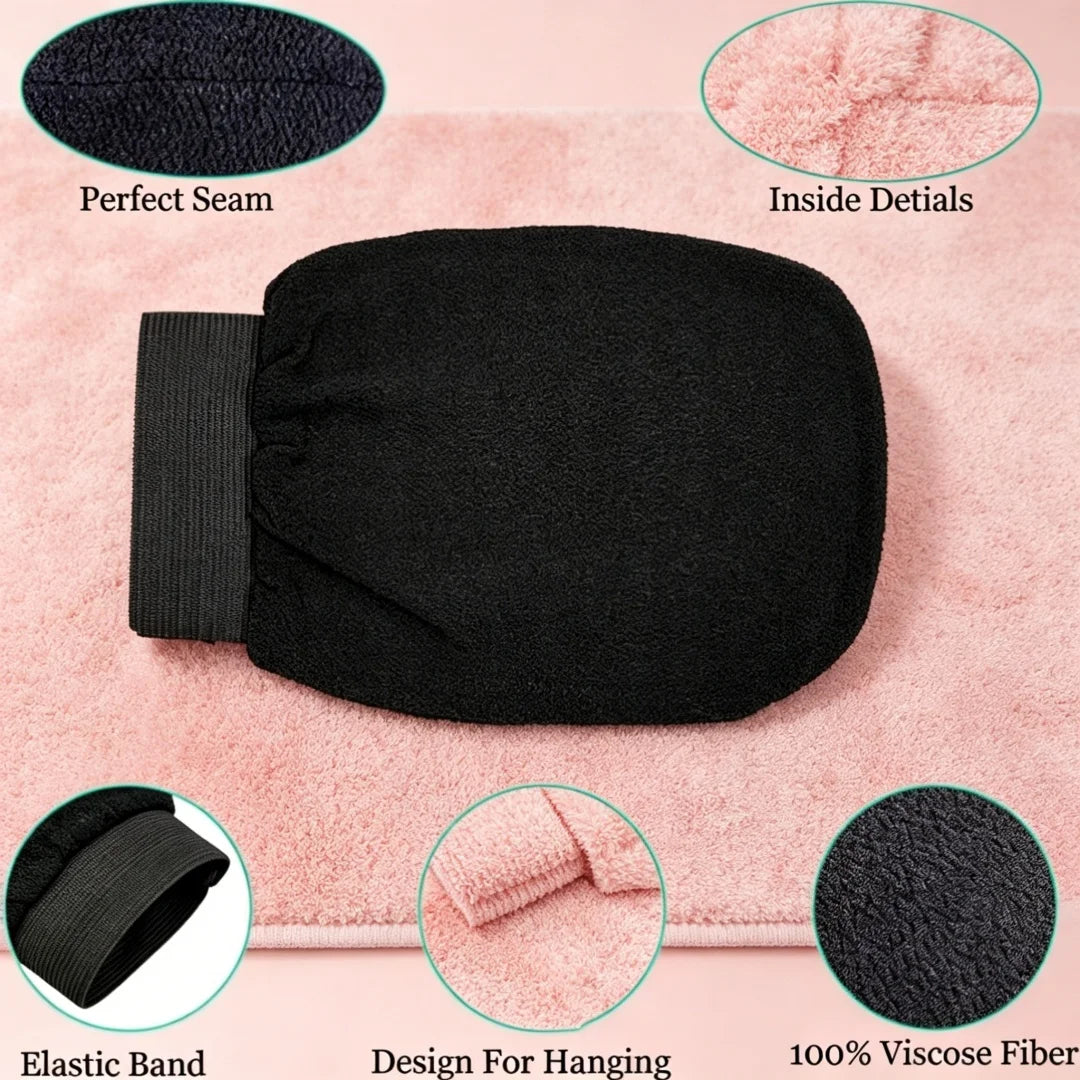 Gentle Skin Exfoliating Glove – Double-Sided Hammam Bath Peeling Glove & Soft Exfoliator Mitt