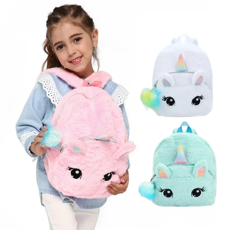 Unicorn Backpack – Girls Plush School Bag