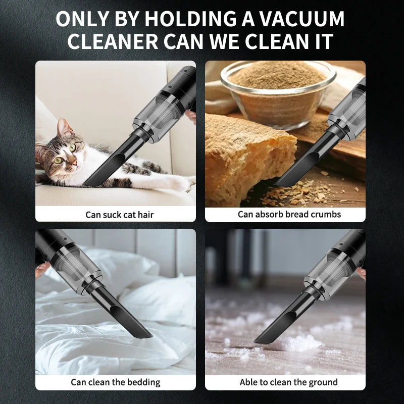 Cordless Car Vacuum Cleaner – 15,000Pa, 4 Nozzles