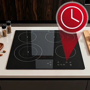 2-Zone Ceramic Hob – 3000W, Child Lock, 9 Heat Levels, 1-99 Min Timer, 60cm Black Glass (CE Certified)