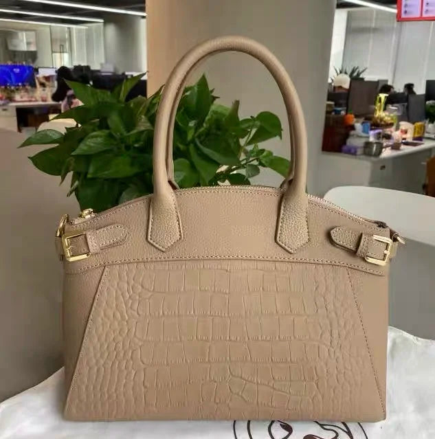 ZOOLER Genuine Cow Leather Flap Tote Bag – Luxury Lock Shoulder Crossbody Handbag for Women