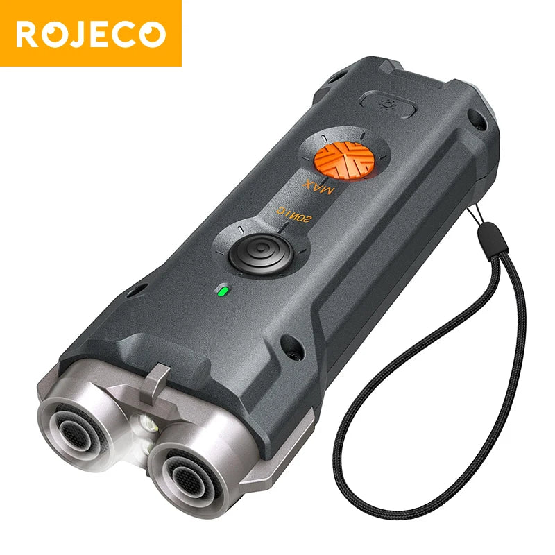ROJECO 2-in-1 Ultrasonic Dog Repeller & Trainer – Anti-Barking Device with Flashlight