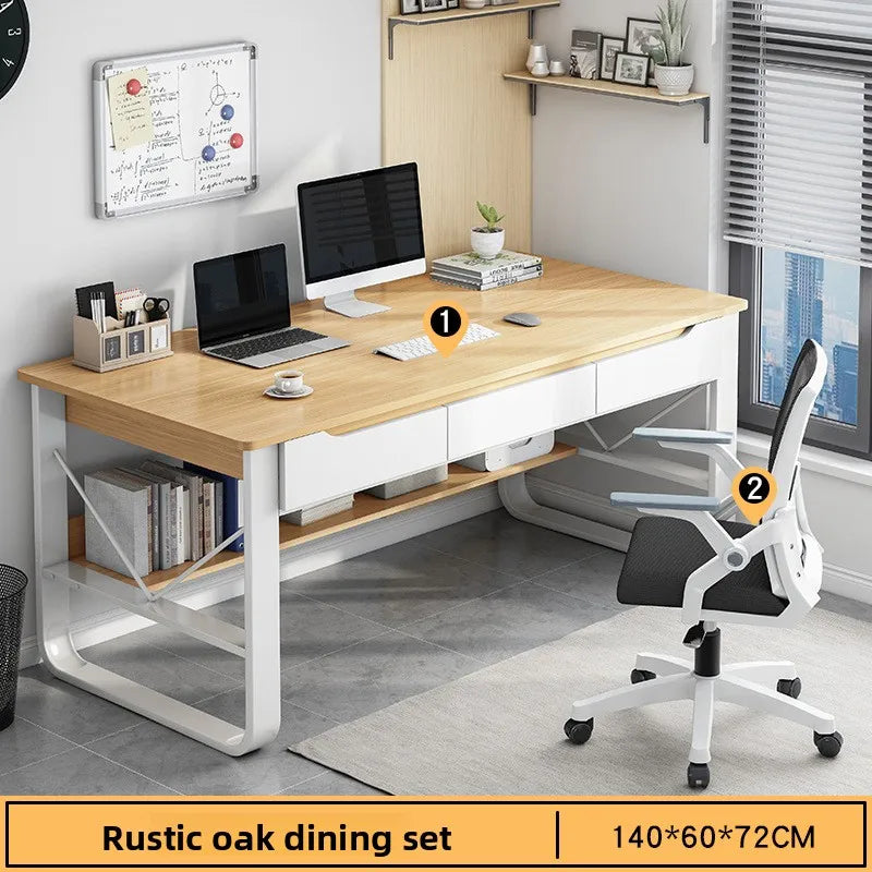 Multifunctional Computer Desk with Drawers — Metal Frame Student Study Desk, Multiple Sizes & Finishes