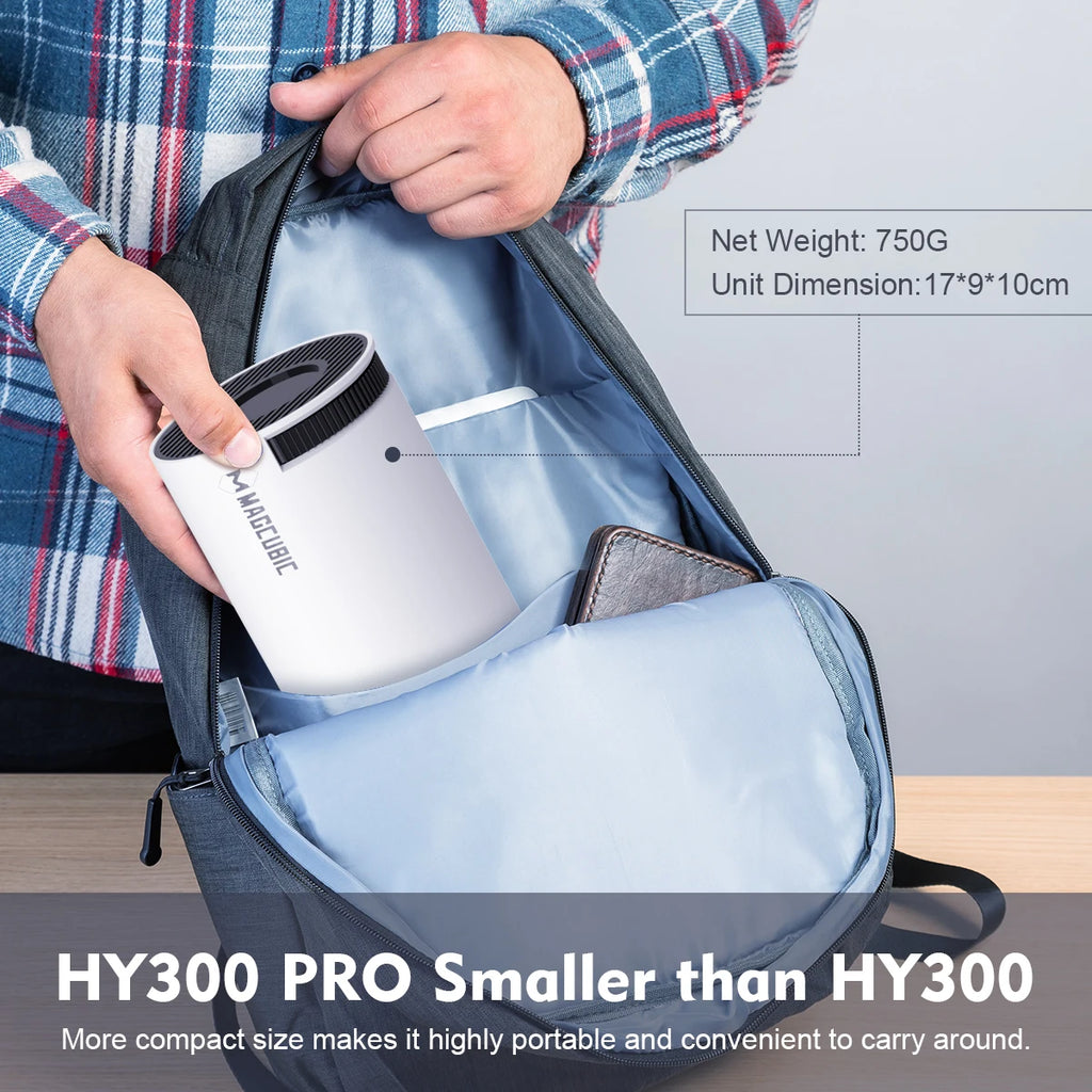 MAGCUBIC HY300 Pro Mini Projector – Android 14, 290 ANSI, WiFi 6, BT 5.4, 720P Native, Home Cinema