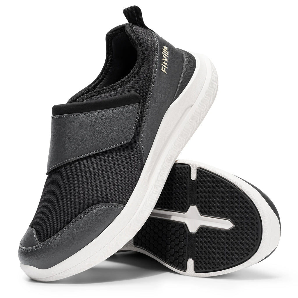 Men's Wide Diabetic Walking Shoes – Anti-Slip Easy-On Orthopedic Shoes for Elderly Foot Pain Relief & Swollen Feet