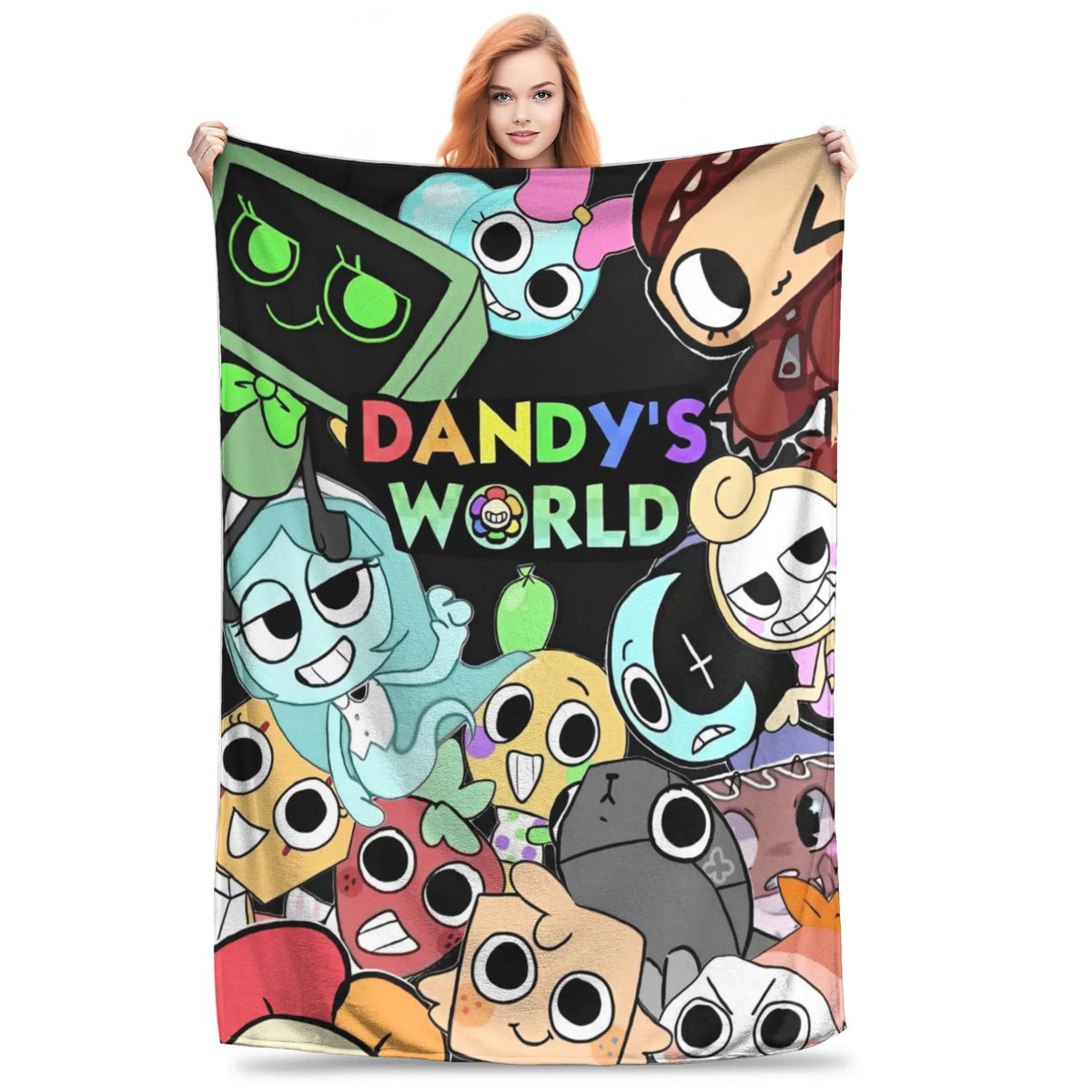 Dandy's World Pebble Fleece Throw Blanket – Soft Novelty Character Print, 5 Sizes