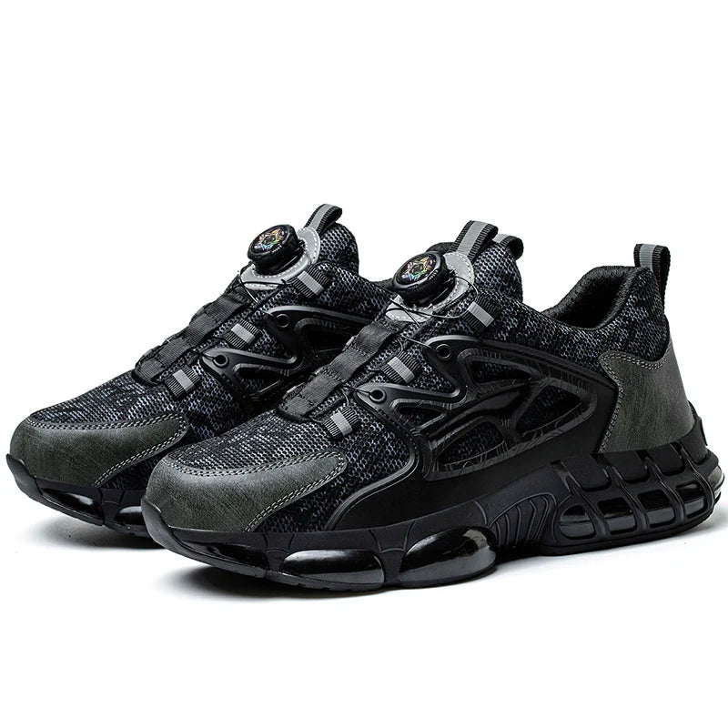 Men's Air Mesh Button-Closure Work Shoes