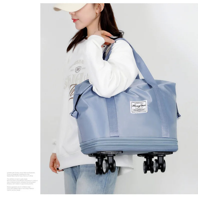 Expandable Fitness Travel Bag – Wet-Dry Storage & Wheels
