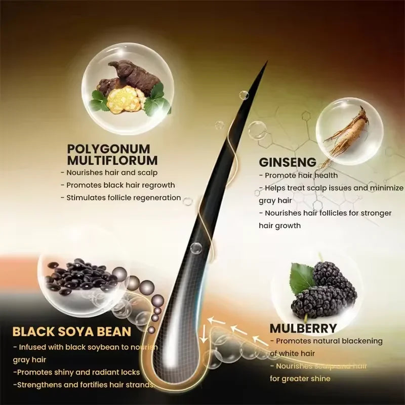 Herbal Anti-grey Hair Treatment Serum Cream White To Black Permanent Repair Natural Color Nourish Scalp Hair Care Products