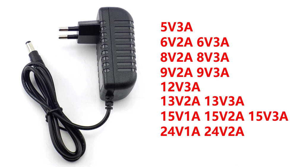 AC 220V to DC LED Power Supply Adapter – 5V–24V, 1A–10A with US/EU/UK/AU Plug Options