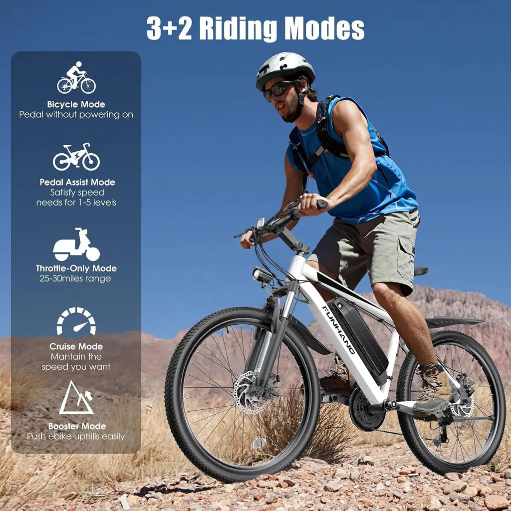 Electric Mountain Bike for Adults – 48V 1000W Peak, 50-Mile Range, 26" Suspension, UL Certified