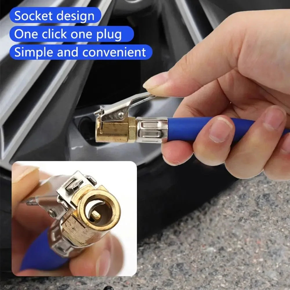Tire Inflator Hose Extension with Locking Air Chuck