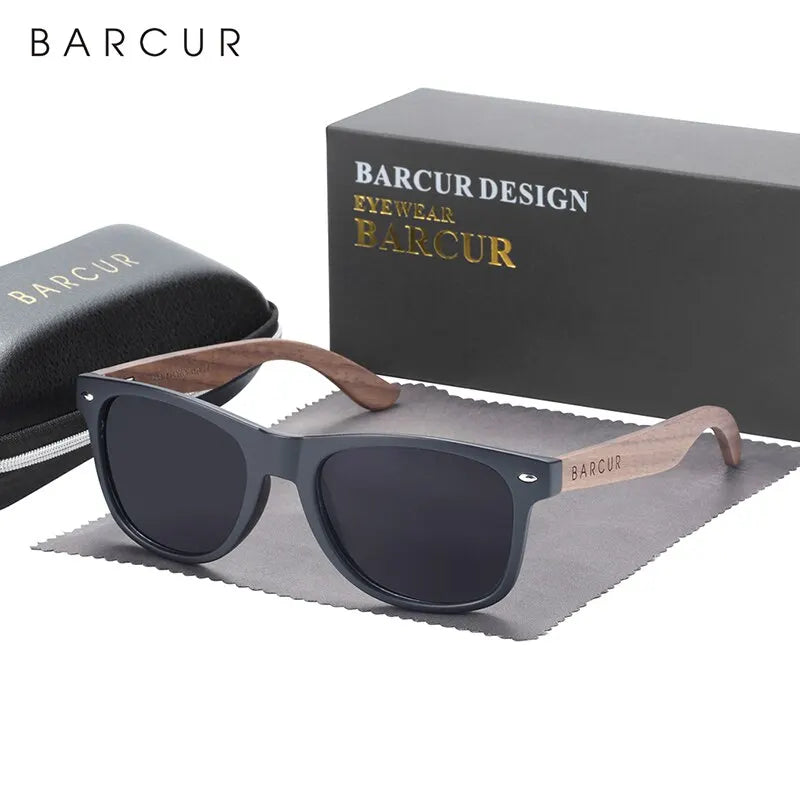 BARCUR Natural Wooden Polarized Sunglasses | Black Walnut UV400 Men's Eyewear