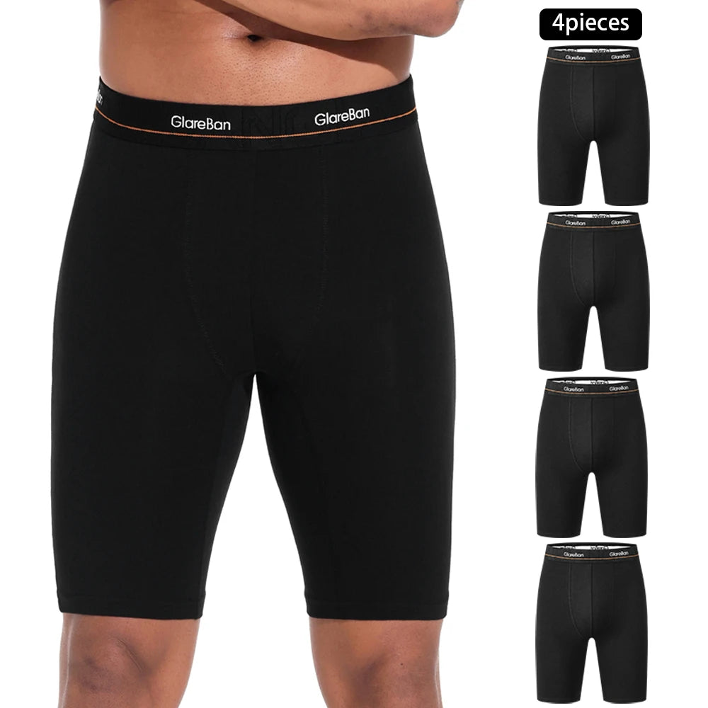 Men's Cotton Stretch Long Boxer Briefs, 4-Pack