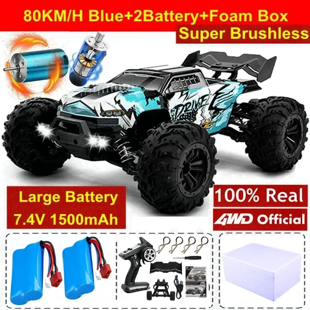 1:16 Scale 4WD High Speed RC Car – 80KM/H Brushless Off-Road Racing Drift Buggy