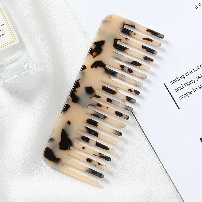 Wide Teeth Acetate Hair Combs – Anti-Static Portable Colorful Styling Comb for Salon & Travel